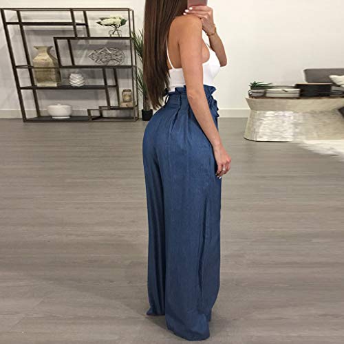 CCatyam Plus Size Wide Leg Pants for Women, Yoga Trousers Bandage Sexy Loose Casual Fashion Navy