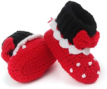 AStorePlus Baby Newborn Prewalker Shoes Handmade Knitted Crochet Booties-Cute Red Mouse