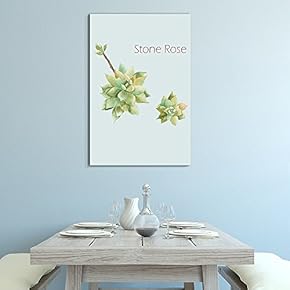 Canvas Wall Art Succulent Plants Series - Plants on Light Green Background - Giclee Print Gallery Wrap Modern Home Art Ready to Hang - 12" x 18"