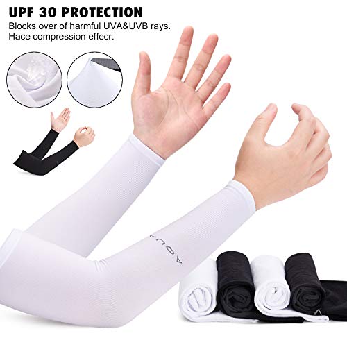 image for TOBWOLF UV Protection Arm Sleeves, 4 Pairs Sports Cooling Arm Sleeves,