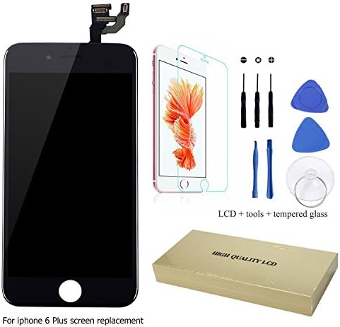 LCD Screen Replacement Kit for iphone 6 Plus, All Preinstalled Digitizer Glass And Assembly Repair Tool for Black I Phone Six Touch LCD Display, Digital Touchscreen Full Frame for Cracked, Video Ebook
