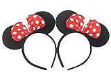 Perfec Black Red & White Polka Minnie Mouse Headband for Girls Birthday Party or Celebrations Christmas Set of 2