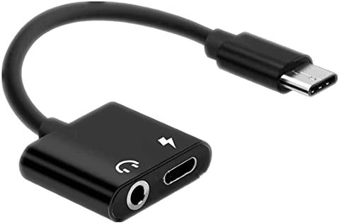 AWOGER 2 in 1 USB-C to 3.5mm Audio Adapter, 2 in 1 USB Type C Cable Fast Charge to 3.5mm Audio Jack Headphone Adapter Converter Supports Audio and Charging for Motorola MotoZ, Letv Le Pro 3 (Black)