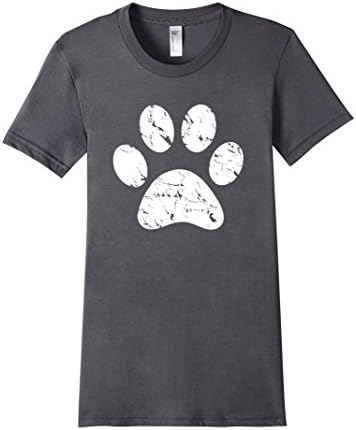 Women's Vintage Look Dog Paw Print Fitted T-Shirt Medium Asphalt