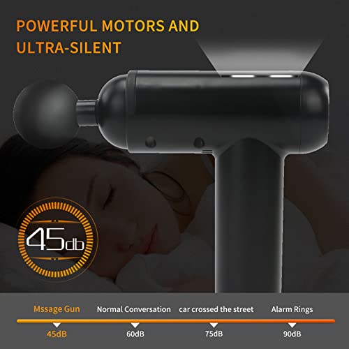 Deep Tissue Massage Gun, Deep Muscle Fascia Massager, CANHEAL Upgrade Hand-Shape Percussion Muscle Massage Gun with 6 Head Attachments/6 Speeds for Athletes Back Shoulder Muscle Soreness Recovery