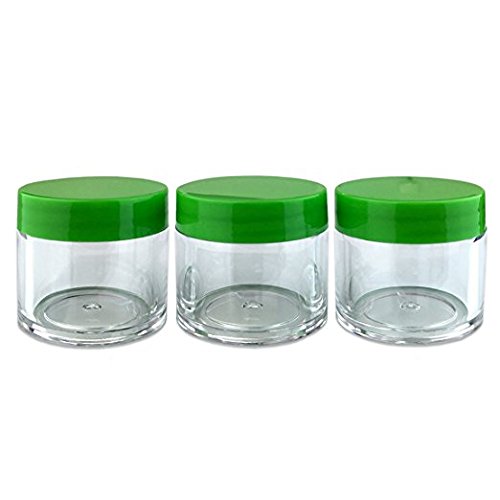 (Quantity: 30 Pieces) Beauticom 30G/30ML (1 Oz) Round Clear Jars with GREEN Flat Top Lids for Beads, Gems, Glitter, Charms, Small Arts and Crafts - BPA Free