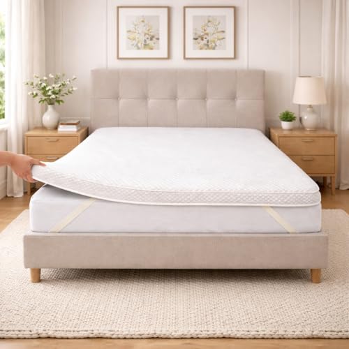 CasaVora Homes High Density Soft Foam Mattress Topper (5cm Thickness) | Premium Knitted Fabric | Plush Comfort & Support | Breathable, Durable, Luxury Bed Topper (King - 180 x 200 cm)