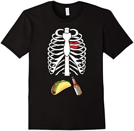 Mens Funny Skeleton Beer Taco Shirt Halloween Group Costume Shirt XL Black
