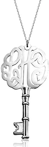 Strling silver Personalized Key Monogram Necklace Classic Pendant