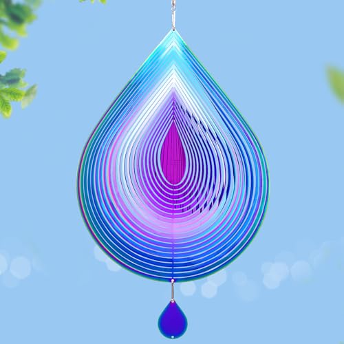 Stainless Steel Wind Spinner Outdoor Garden Decor, Gifts for Women Mom, 3D Metal Reflective Hanging Wind Spinners Sculpture for Outside Patio Garden Yard Porch Decorations (Colorful Droplet, 12 Inch) at Amazon
