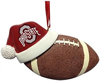 Ohio State Buckeyes Santa Hat with Football Ornament 4.25"