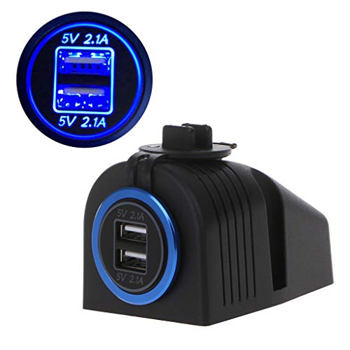 Sixsons Dual USB Car Charger Converter Adapter Fast Charger Socket Car Charger Base Convertor Waterproof Car Charge Electric Plug USB Socket LED Voltmeter for Car Truck Motorcycle Boat ATV