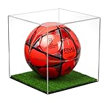 Better Display Cases Clear Acrylic Full Size Soccer Ball Display Case with Turf Base (A007-CTB)