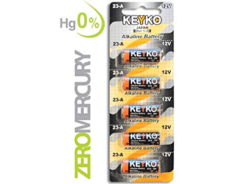 A23 Alkaline 12V Battery 23A . 5-Pcs Pack Genuine KEYKO Â® JAPAN High Techâ"¢ for Remote controls , alarm , keyless entry , electronics and so more Size: 5-Pack, Model: KT-23A-BL5, Electronic Store