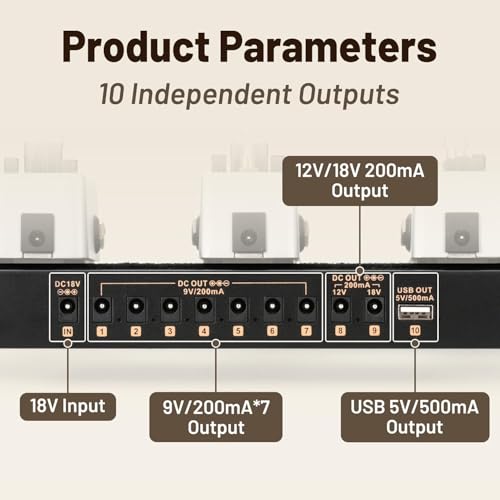 Peda lboard para Guitarra com Fonte de Alimentação Integrada, Feito em Alumínio Leve e Resistente, Inclui Saída USB, Maleta de Transporte, Adaptador e Cabos (55 * 34 * 10cm)