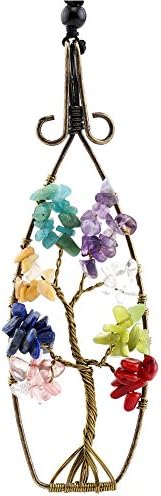 Bling Toman Mom Hug Tree of Life Healing Crystal Stone Pendant Necklace Wrapped Gemstone Chakra Jewelry