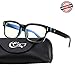 CGID CT84 Computer Glasses Readers Reading Video Gaming Glasses of Anti Blue Light Eye Strain and UV Light,Vintage Rectangle Black Blue Frame,Transparnet Lens