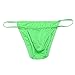 FEESHOW Men's Silky Bugle Pouch Tanga Briefs Bikini Underwear (One Size, Green)