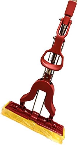 American Market Super Absorbent Wet Sponge Mop With Telescopic Extendable Handle That Extends From 35'' to 49'' Long. Perfect Floor Mop For Mopping Your Home, Kitchen, Bathroom, Tile, Windows (Red)