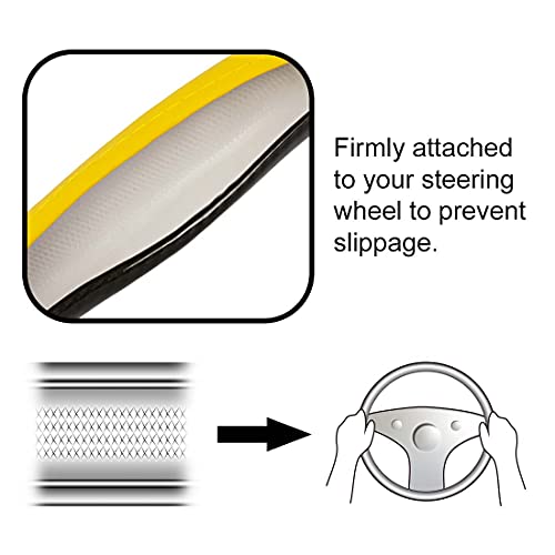 AOTOMIO Yellow Steering Wheel Cover 3D Wavy Pattern Auto Car Steering