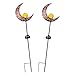 YUNLIGHTS Garden Solar Lights Pathway Outdoor Moon Crackle Glass Globe Stake Metal Lights,Waterproof Warm White LED for Lawn,Patio or Courtyard