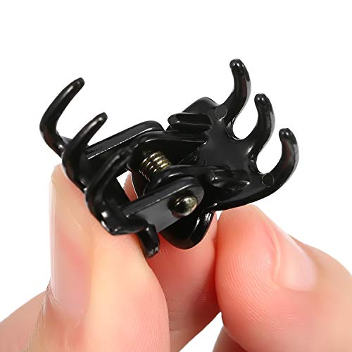 TASSE Mini Hair Clips Plastic Hair Claws Pins Clamps for Girls and Women (12 Pieces, Black) - Image 2