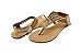 Sara Z Womens T Strap Elastic Vamp Flat Thong Sandal with Rhinestones Size 7/8 Tan