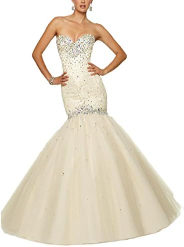 Xicheng Women's Sexy Mermaid Tulle Wedding Prom Dresses Size 24w US Light Champagne
