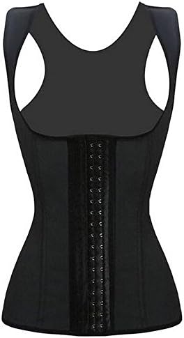 Uplure Women Latex Rubber Waist Trainer Cincher Underbust Corset Body Shaper Shapewear (Medium, Vest-Black)