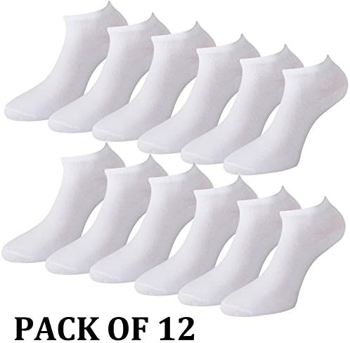 Universal 1561 Womens-Ladies Sports Performance Trainer Low Cut Socks - 12 Pair Pack -White-UK Size 4-8