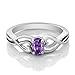 Sterling Silver Oval Purple Amethyst Gemstone Birthstone Women's Ring 0.45 cttw (Available 5,6,7,8,9)