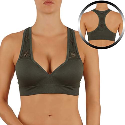 Women's Yoga Crop Top Sports Bra with Non Removable Adding Volume Pads Breathable Race Back