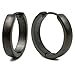Stainless Steel Curved Face Round Hoop Men Earrings Brush Gunmetal 20mm