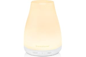 InnoGear Essential Oil Diffuser, Ultrasonic Diffusers for Home Aromatherapy Humidifier for Bedroom Room 7 Colors LED 2 Mist Mode Auto Off, Basic White