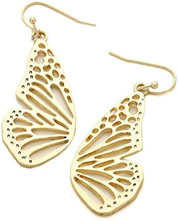 Gold Tone Butterfly Wings Earrings Fish Hook Ear Wire