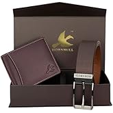 Hornbull Mens Wallet and Belt Gift Set, BW3095-BROWN, 35 month, Two Fold Wallet