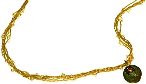 Patina Brass Egyptian Motif Scarab Necklace - Topaz Swarovski Crystal, Crystal Cording
