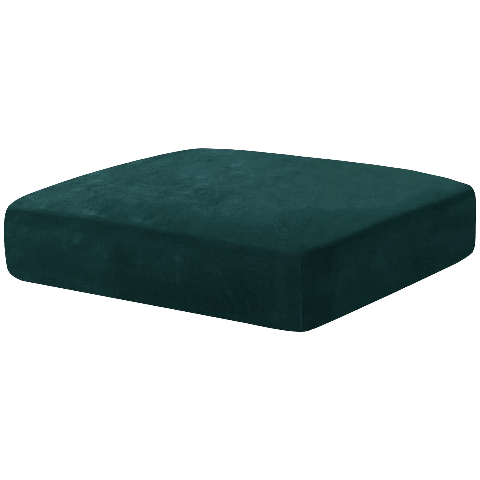 CHELZEN Velvet Sofa Seat Cushion Cover, Stretch Sofa Cushion Slipcovers, Couch Cushion Covers, Replacement for Individual Cushion Furniture Protector(Large 1 Seater, Blackish Green)