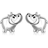 Hippo Earrings for Women Sterling Silver Cute Animal Earrings Hippopotamus Studs Holiday Christmas Hippo Gifts