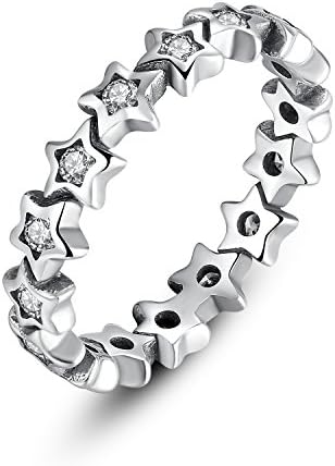 Star Trail Stackable Finger Ring For Women Wedding 100% 925 Sterling Silver Jewelry (7)