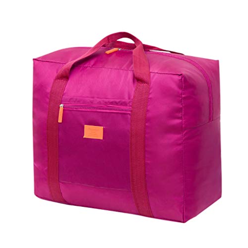 Chenway Waterproof Duffel Bag for Moving, Large Capacity Carry on Zipper Solid Durable Nylon Foldable Package Versatile Luggage Bags Organizers Carry on (Rose red)