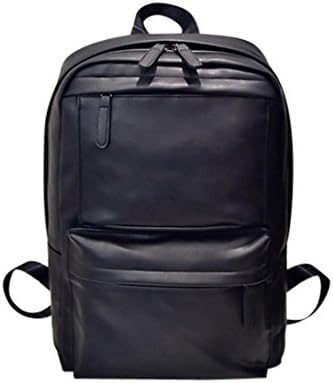 Tootu Men's Women's Leather Backpack Laptop Satchel Travel School Rucksack Bag (Black)