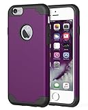 iPhone 6 Cases, Vogue Shop 2in1 Hybrid Hard PC Cover and Inner Soft Silicone Corner Protection High Impact Defender Combo Shell Case for iPhone 6 4.7 inch (Purple+Black)