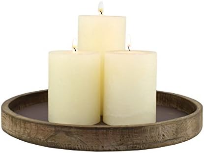 Stonebriar Rustic Natural Wood And Metal Candle Holder Tray Home Decor Accessories For The Coffee Table And Dining Table Large Amazon Ca Home Kitchen
