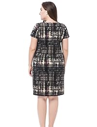 Vestido informal estampado talla grande para mujer de Chicwe - Cuello redondo Manga corta Hasta la rodilla