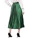 Allegra K Women's Party Elastic Waist Metallic Shiny Accordion Pleated Midi Skirt X-Large Green