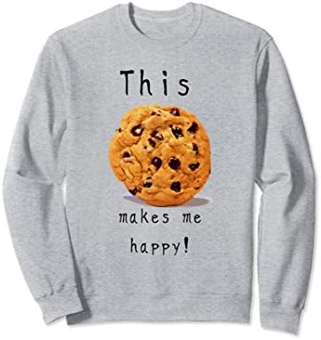 Unisex Chocolate Chips Cookie Makes me Happy Sweatshirt Large Heather Grey