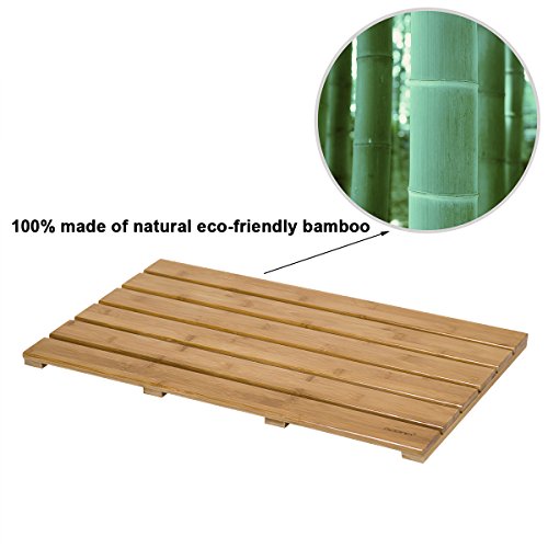 GOBAM Bamboo Bath Mat, Large, 26 x 15.8 x 1.3 inches NonSlip Floor