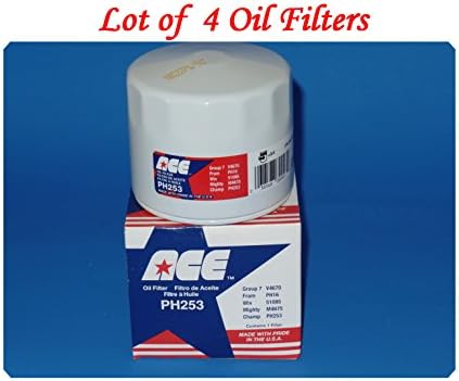 (Lot of 4) Engine Oil Filter PH253 ACE Made In USA Fits: Austin Chrysler Dodge Ford Lotus MG Nissan Plymouth Toyota