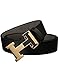 Men's Geniune Leather Belt Slide Metal Buckle Adjustable Waistband Black 105cm